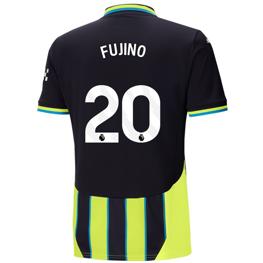 Kinder Fußball Aoba Fujino #20 Blaugelb Auswärtstrikot Trikot 2024/25 T-Shirt Luxemburg