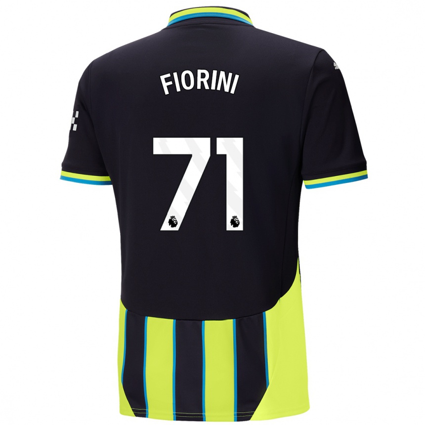 Kinder Fußball Lewis Fiorini #71 Blaugelb Auswärtstrikot Trikot 2024/25 T-Shirt Luxemburg