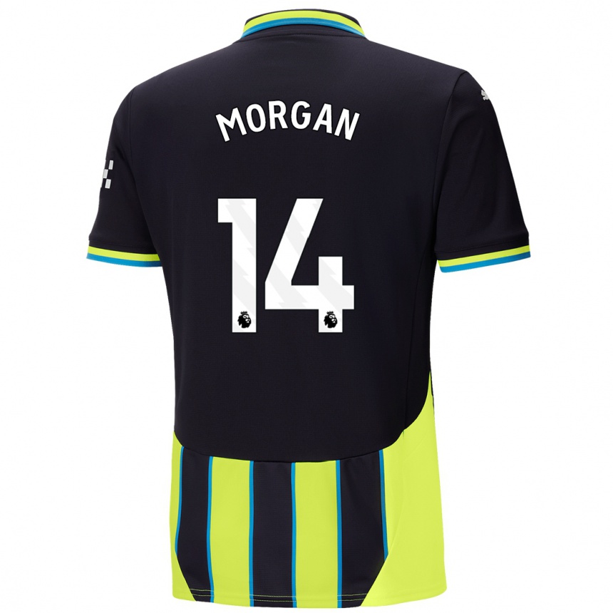 Kinder Fußball Esme Morgan #14 Blaugelb Auswärtstrikot Trikot 2024/25 T-Shirt Luxemburg