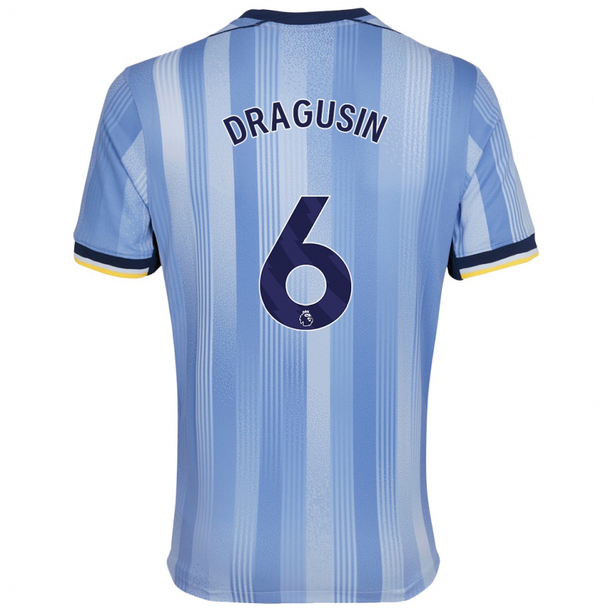 Kinder Fußball Radu Drăgușin #6 Hellblau Auswärtstrikot Trikot 2024/25 T-Shirt Luxemburg