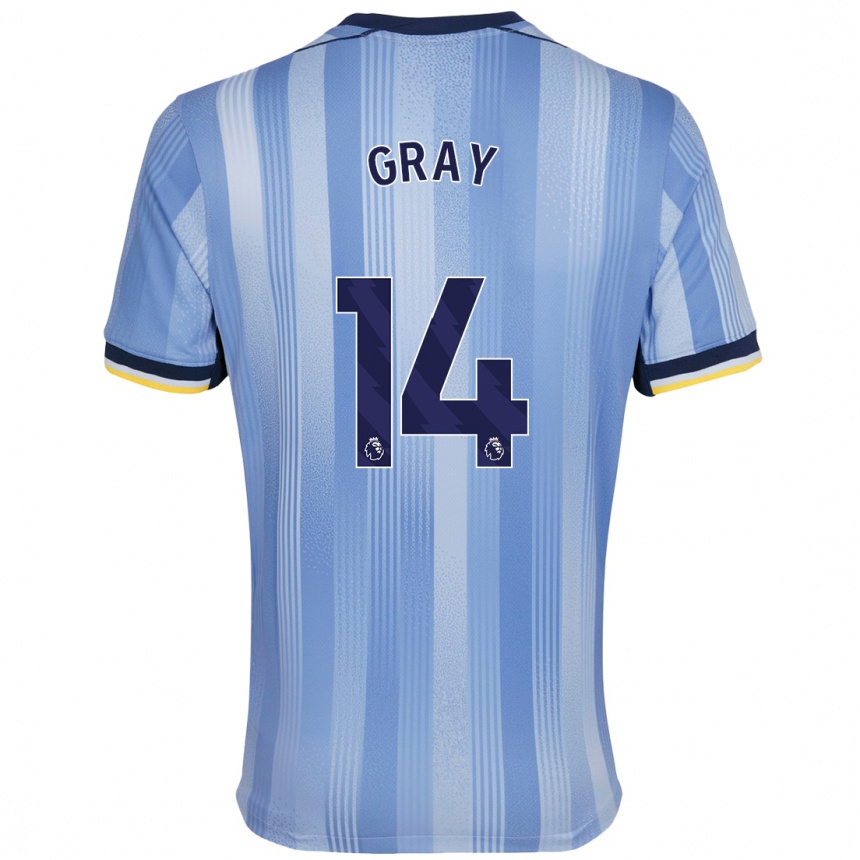 Kinder Fußball Archie Gray #14 Hellblau Auswärtstrikot Trikot 2024/25 T-Shirt Luxemburg