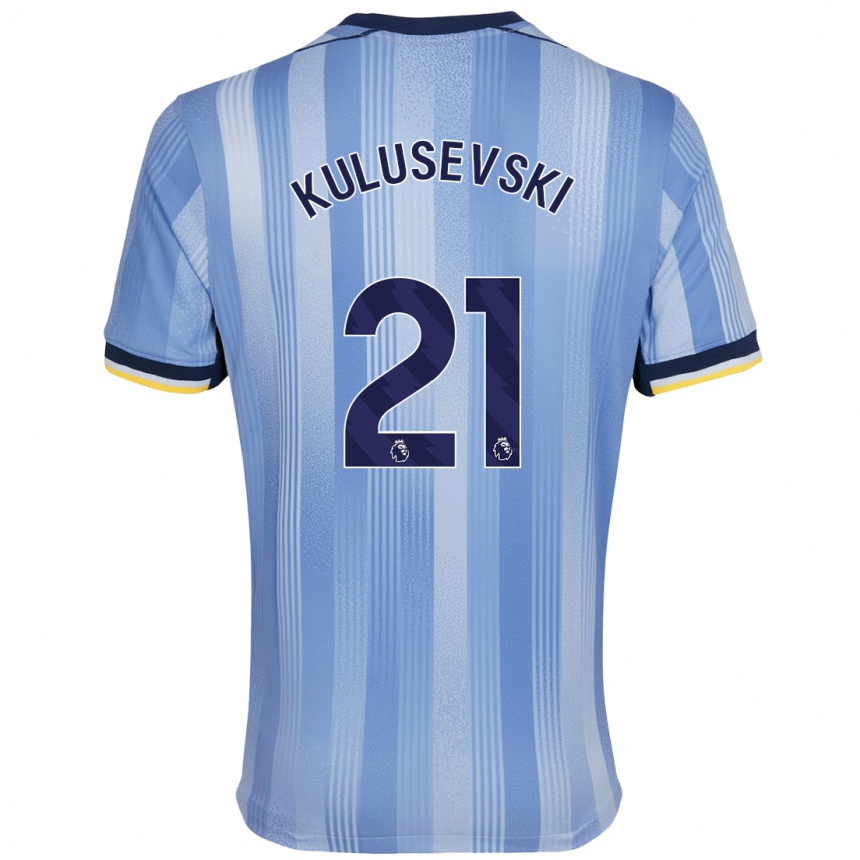 Kinder Fußball Dejan Kulusevski #21 Hellblau Auswärtstrikot Trikot 2024/25 T-Shirt Luxemburg