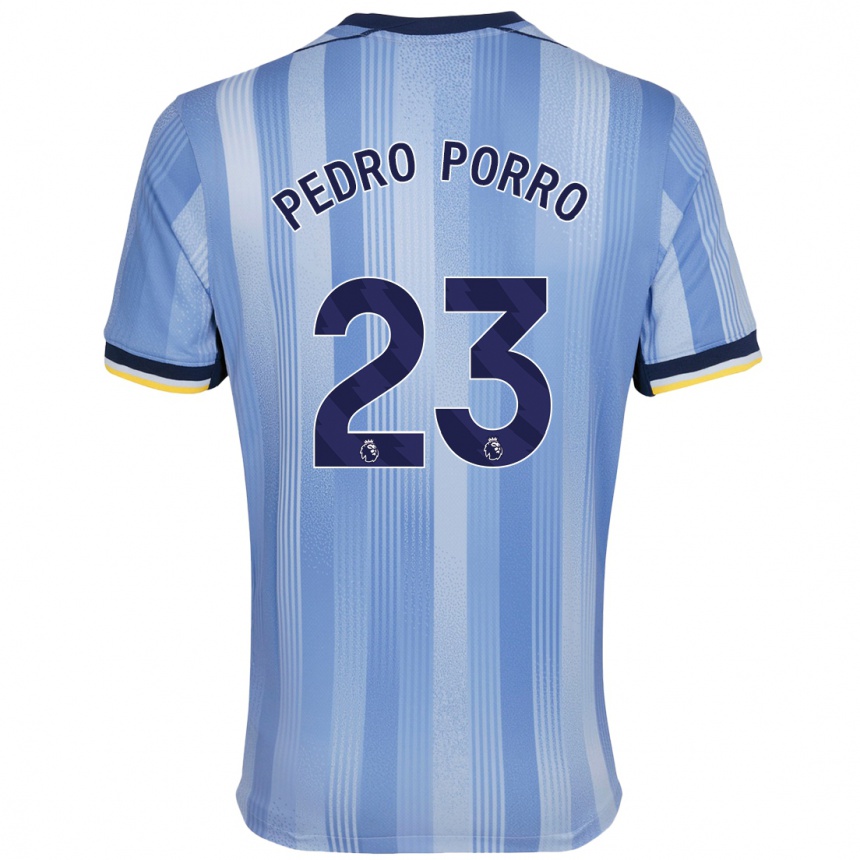 Kinder Fußball Pedro Porro #23 Hellblau Auswärtstrikot Trikot 2024/25 T-Shirt Luxemburg