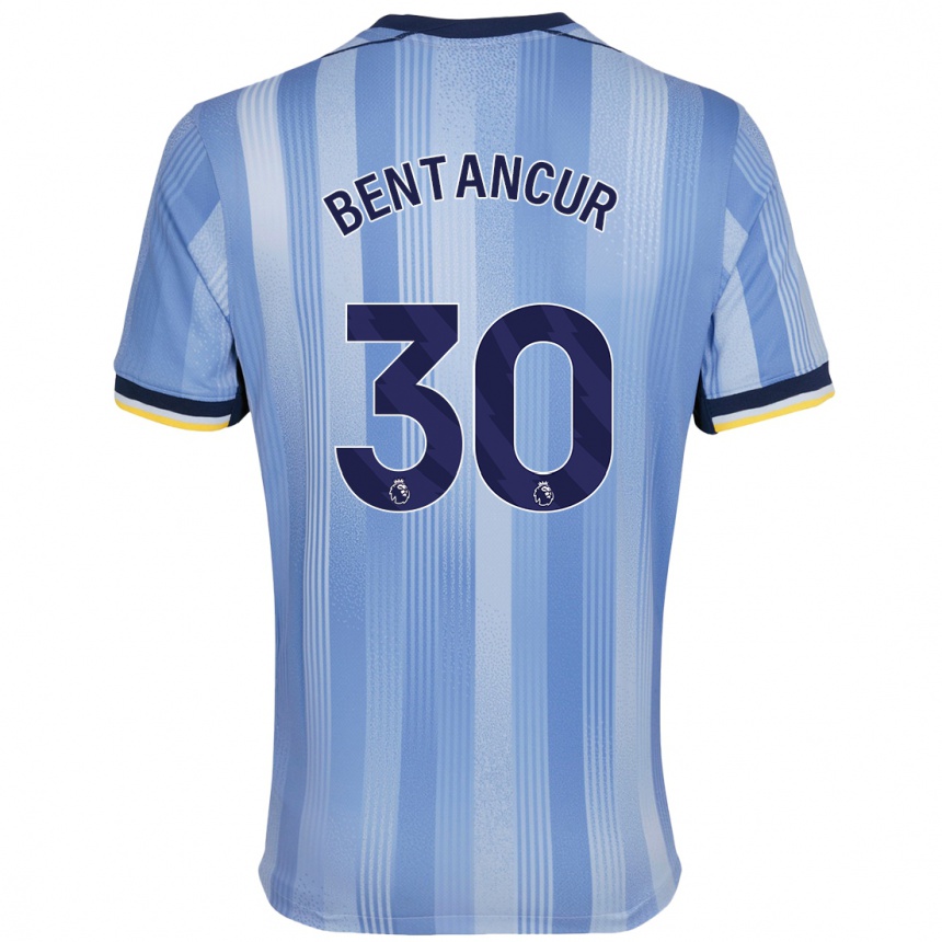 Kinder Fußball Rodrigo Bentancur #30 Hellblau Auswärtstrikot Trikot 2024/25 T-Shirt Luxemburg