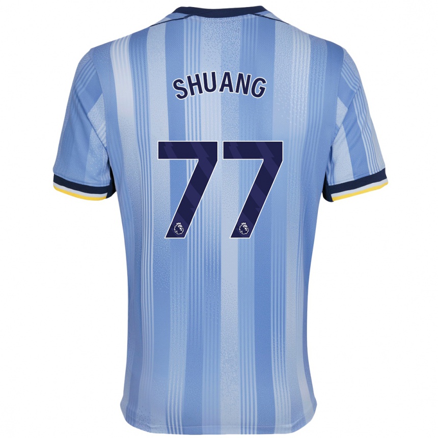 Kinder Fußball Wang Shuang #77 Hellblau Auswärtstrikot Trikot 2024/25 T-Shirt Luxemburg