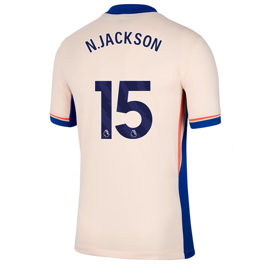 Kinder Fußball Nicolas Jackson #15 Hellbeige Auswärtstrikot Trikot 2024/25 T-Shirt Luxemburg