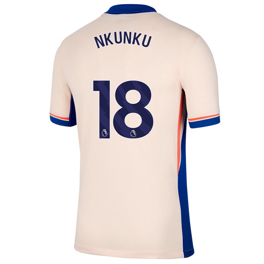 Kinder Fußball Christopher Nkunku #18 Hellbeige Auswärtstrikot Trikot 2024/25 T-Shirt Luxemburg