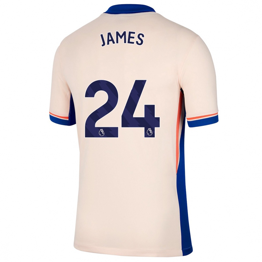 Kinder Fußball Reece James #24 Hellbeige Auswärtstrikot Trikot 2024/25 T-Shirt Luxemburg