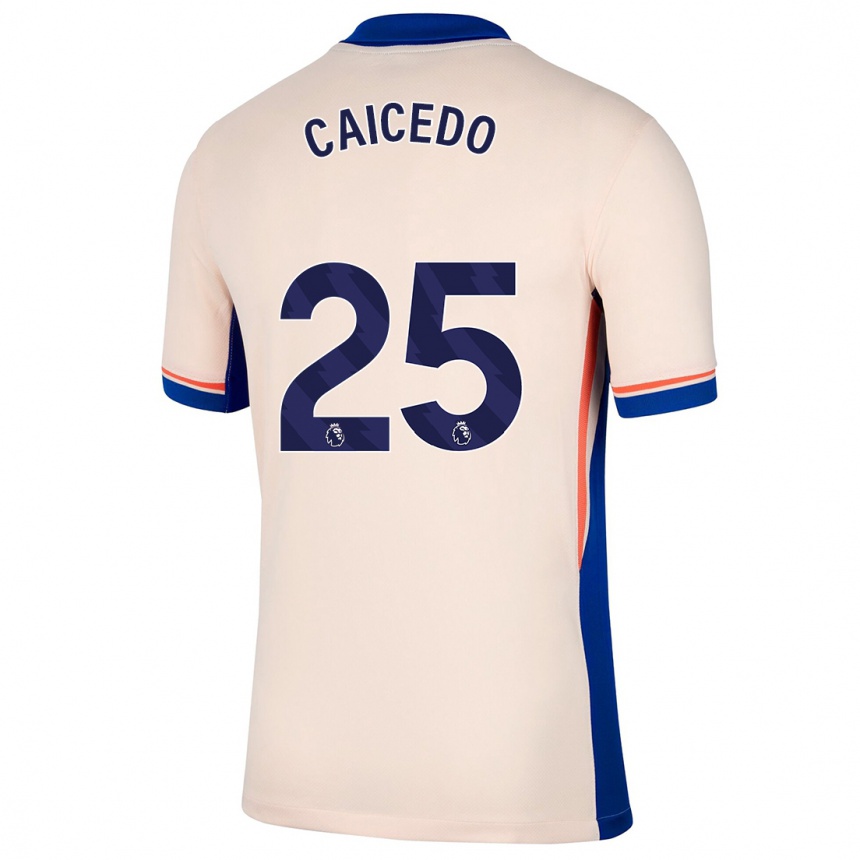 Kinder Fußball Moisés Caicedo #25 Hellbeige Auswärtstrikot Trikot 2024/25 T-Shirt Luxemburg