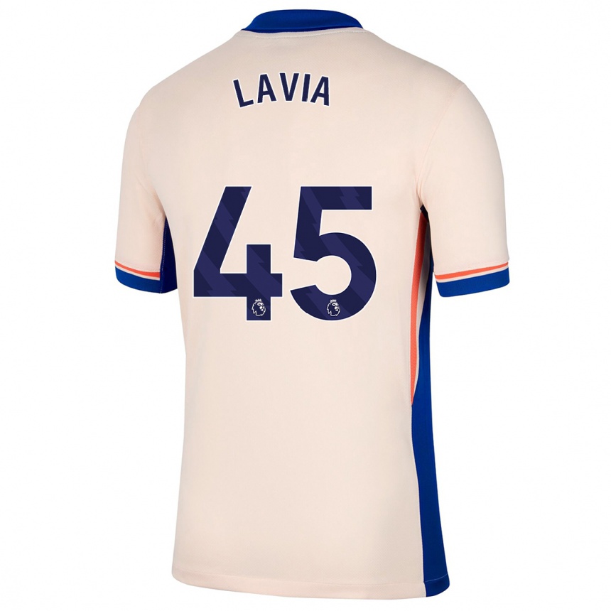 Kinder Fußball Roméo Lavia #45 Hellbeige Auswärtstrikot Trikot 2024/25 T-Shirt Luxemburg