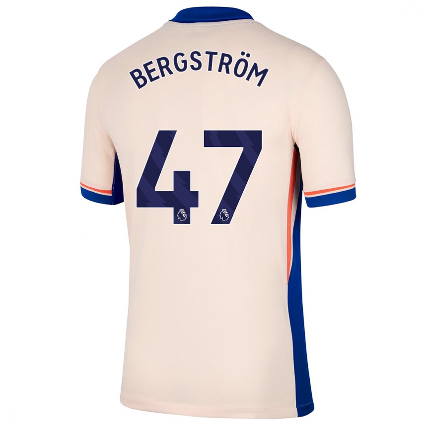 Kinder Fußball Lucas Bergström #47 Hellbeige Auswärtstrikot Trikot 2024/25 T-Shirt Luxemburg