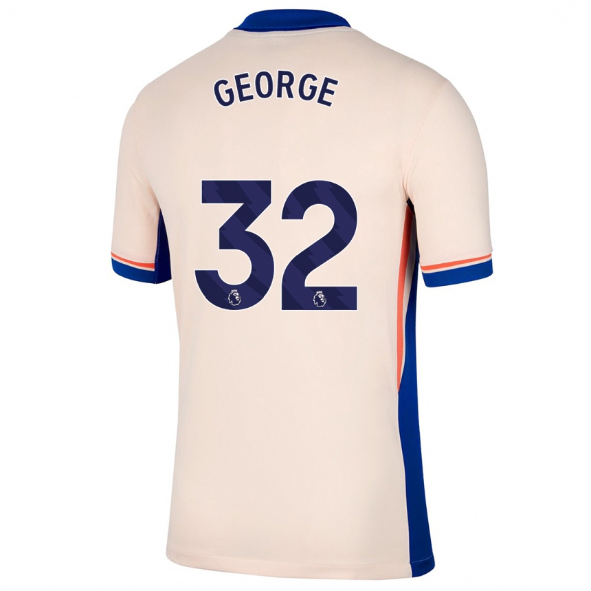 Kinder Fußball Tyrique George #32 Hellbeige Auswärtstrikot Trikot 2024/25 T-Shirt Luxemburg