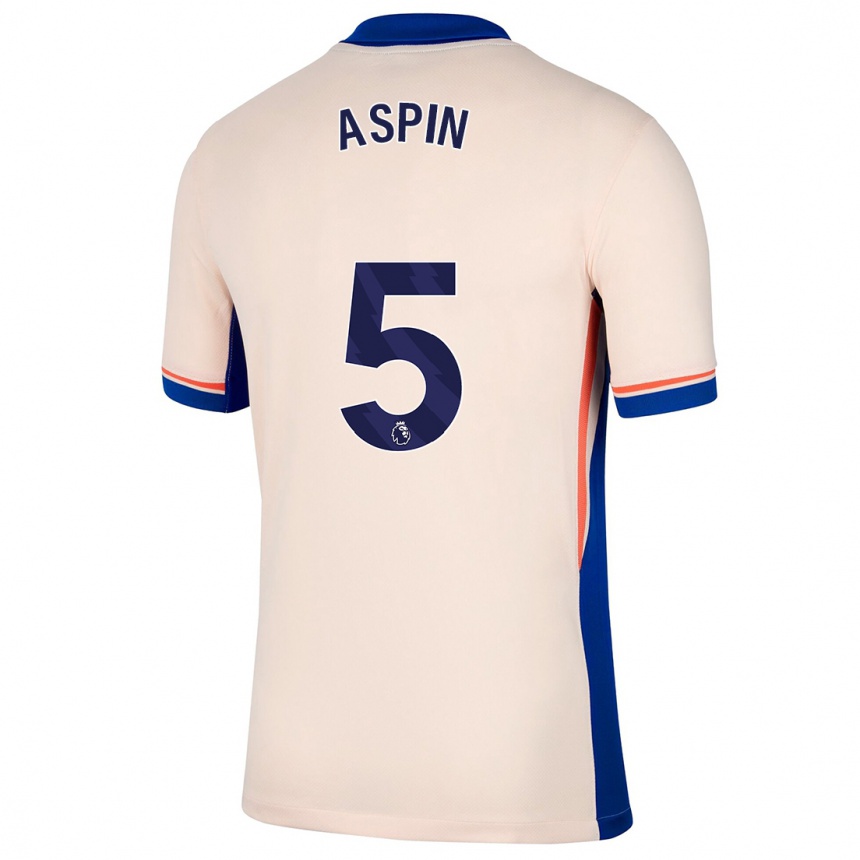 Kinder Fußball Brooke Aspin #5 Hellbeige Auswärtstrikot Trikot 2024/25 T-Shirt Luxemburg