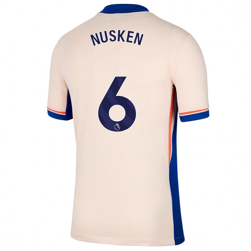 Kinder Fußball Sjoeke Nüsken #6 Hellbeige Auswärtstrikot Trikot 2024/25 T-Shirt Luxemburg