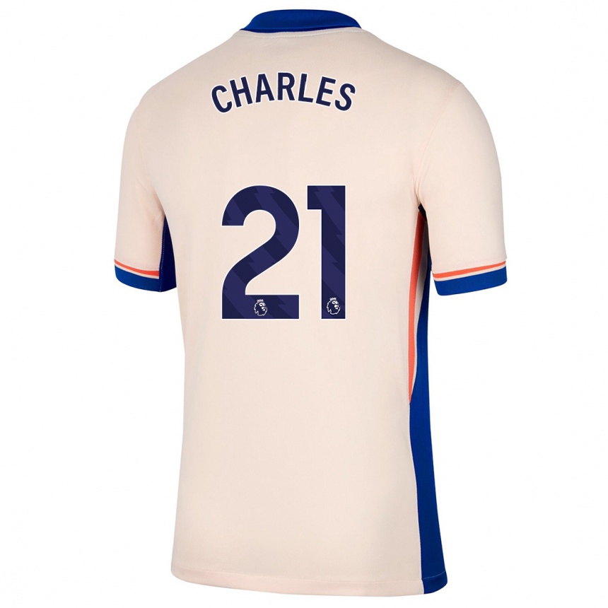 Kinder Fußball Niamh Charles #21 Hellbeige Auswärtstrikot Trikot 2024/25 T-Shirt Luxemburg