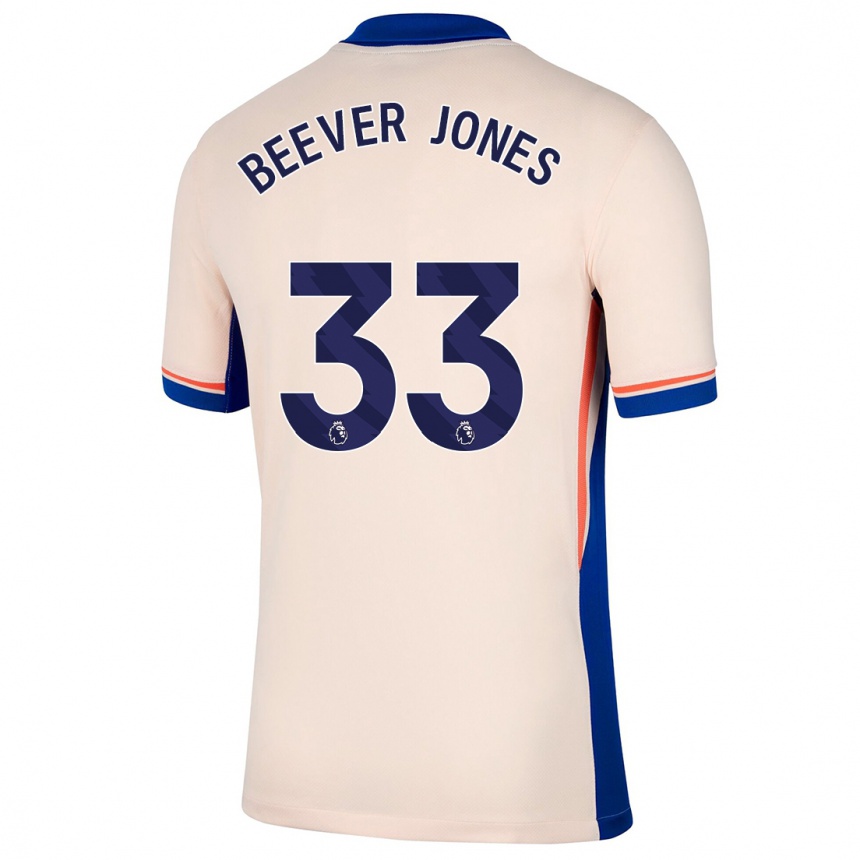 Kinder Fußball Aggie Beever-Jones #33 Hellbeige Auswärtstrikot Trikot 2024/25 T-Shirt Luxemburg