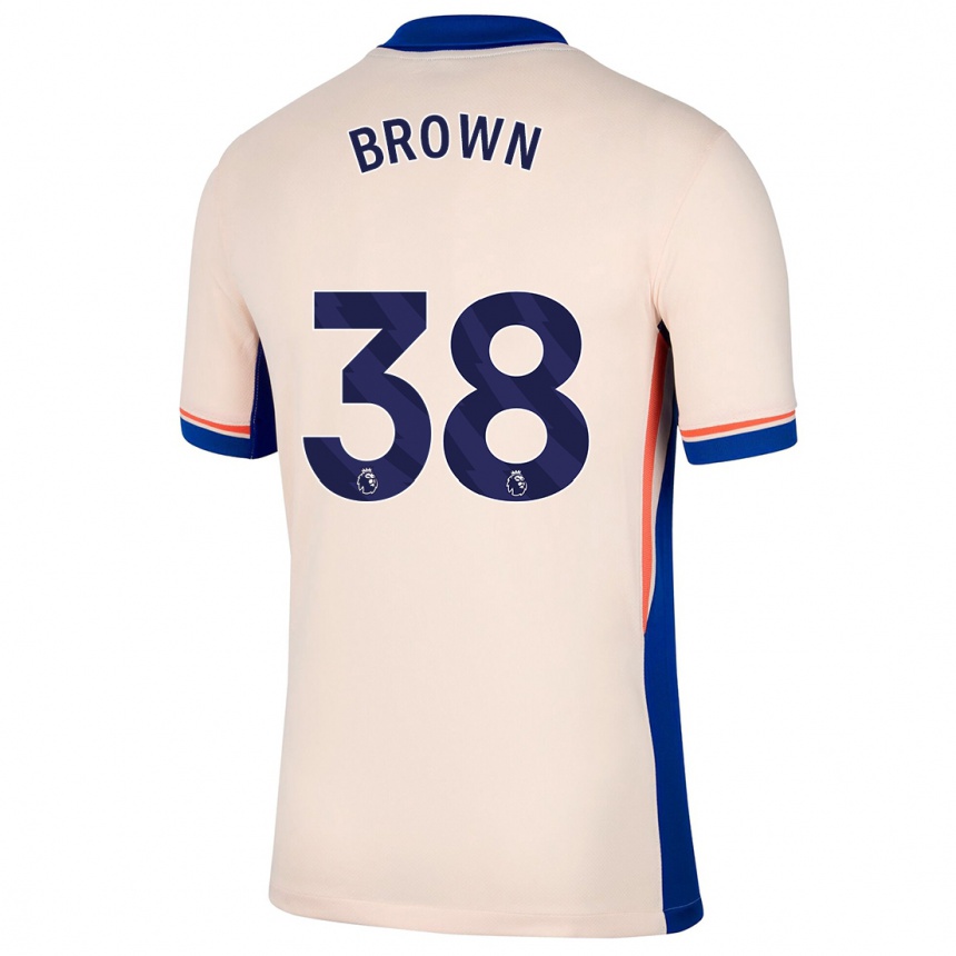 Kinder Fußball Cerys Brown #38 Hellbeige Auswärtstrikot Trikot 2024/25 T-Shirt Luxemburg