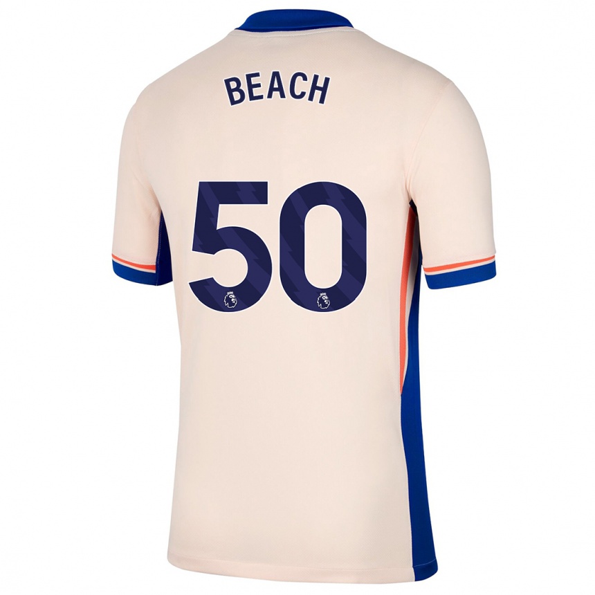 Kinder Fußball Eddie Beach #50 Hellbeige Auswärtstrikot Trikot 2024/25 T-Shirt Luxemburg