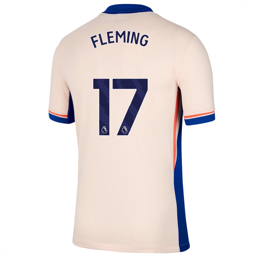 Kinder Fußball Jessie Fleming #17 Hellbeige Auswärtstrikot Trikot 2024/25 T-Shirt Luxemburg