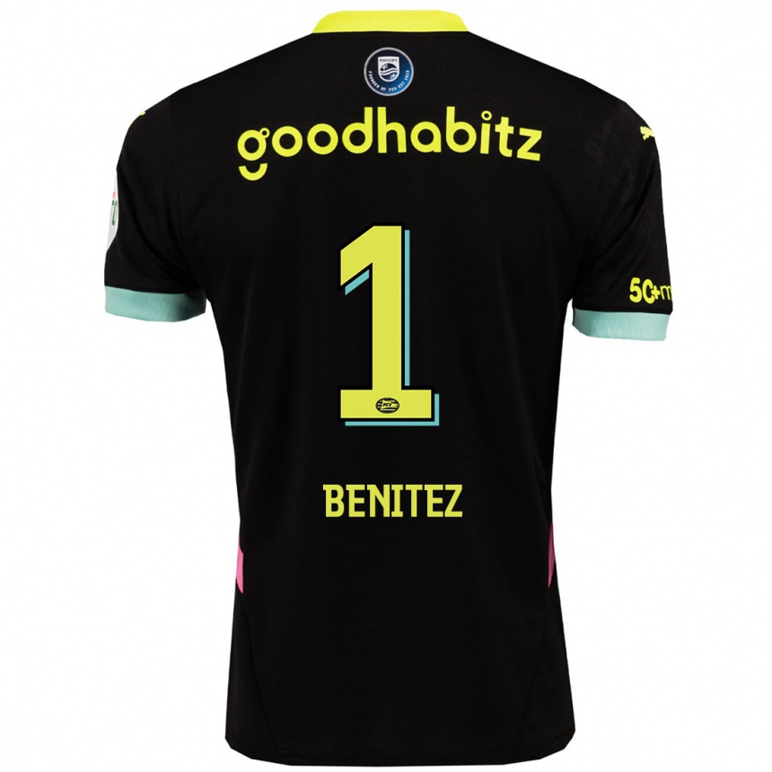 Kinder Fußball Walter Benítez #1 Schwarz Gelb Auswärtstrikot Trikot 2024/25 T-Shirt Luxemburg