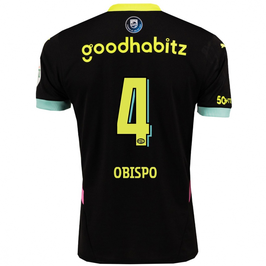 Kinder Fußball Armando Obispo #4 Schwarz Gelb Auswärtstrikot Trikot 2024/25 T-Shirt Luxemburg