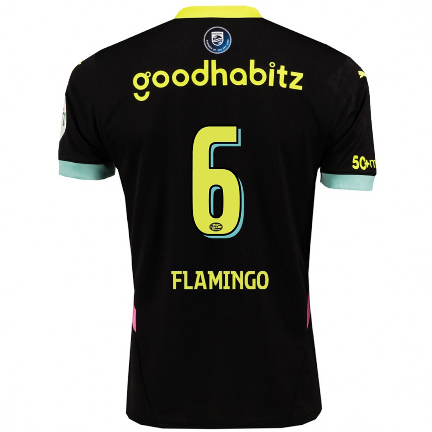 Kinder Fußball Ryan Flamingo #6 Schwarz Gelb Auswärtstrikot Trikot 2024/25 T-Shirt Luxemburg