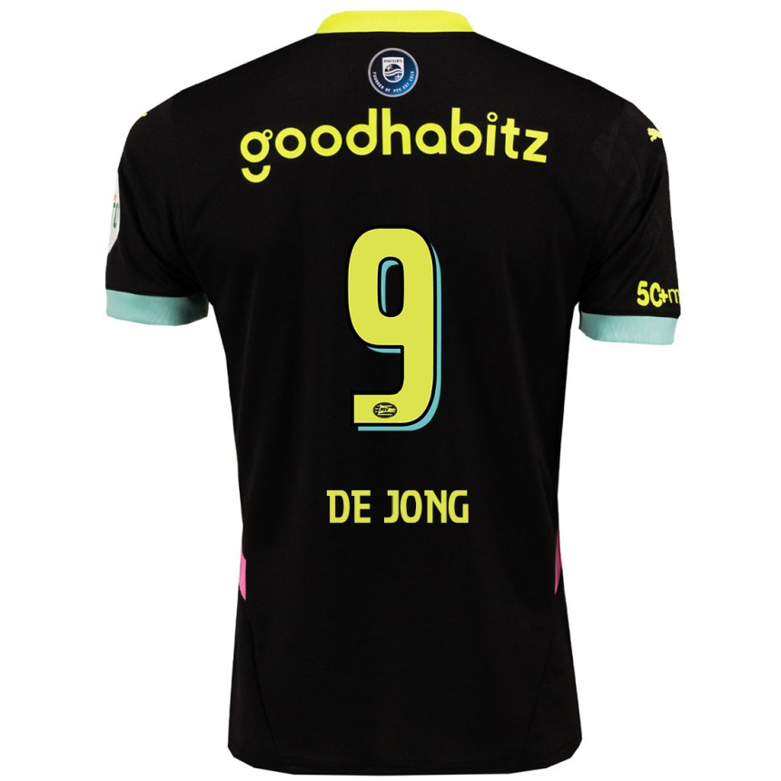 Kinder Fußball Luuk De Jong #9 Schwarz Gelb Auswärtstrikot Trikot 2024/25 T-Shirt Luxemburg