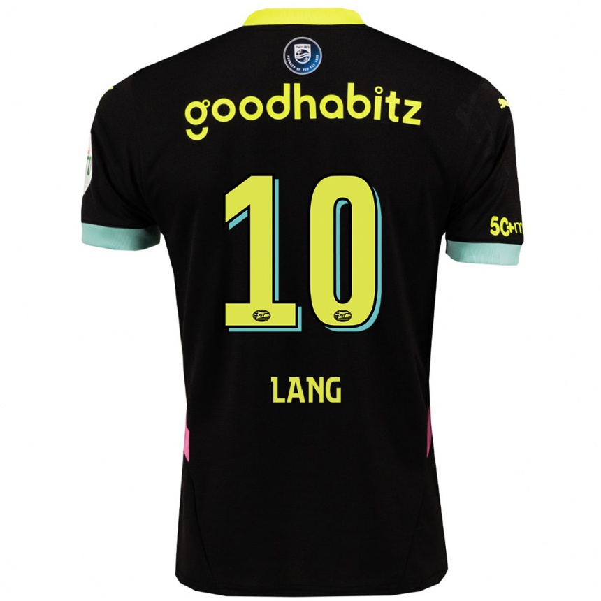 Kinder Fußball Noa Lang #10 Schwarz Gelb Auswärtstrikot Trikot 2024/25 T-Shirt Luxemburg