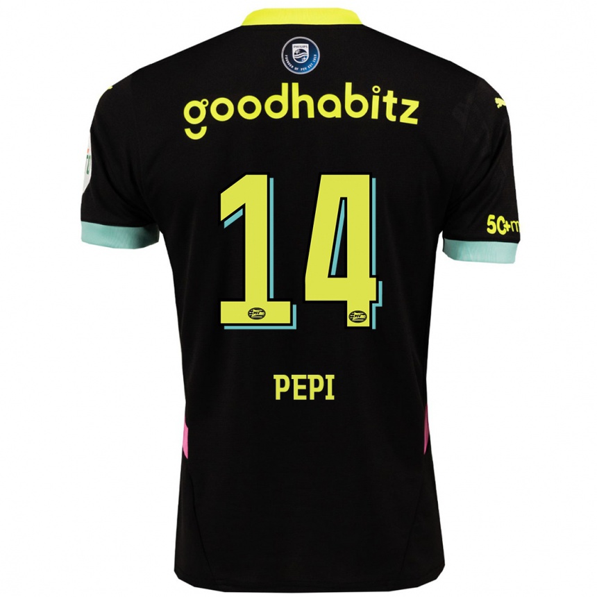 Kinder Fußball Ricardo Pepi #14 Schwarz Gelb Auswärtstrikot Trikot 2024/25 T-Shirt Luxemburg