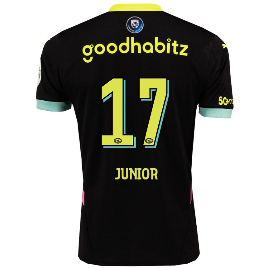 Kinder Fußball Mauro Júnior #17 Schwarz Gelb Auswärtstrikot Trikot 2024/25 T-Shirt Luxemburg