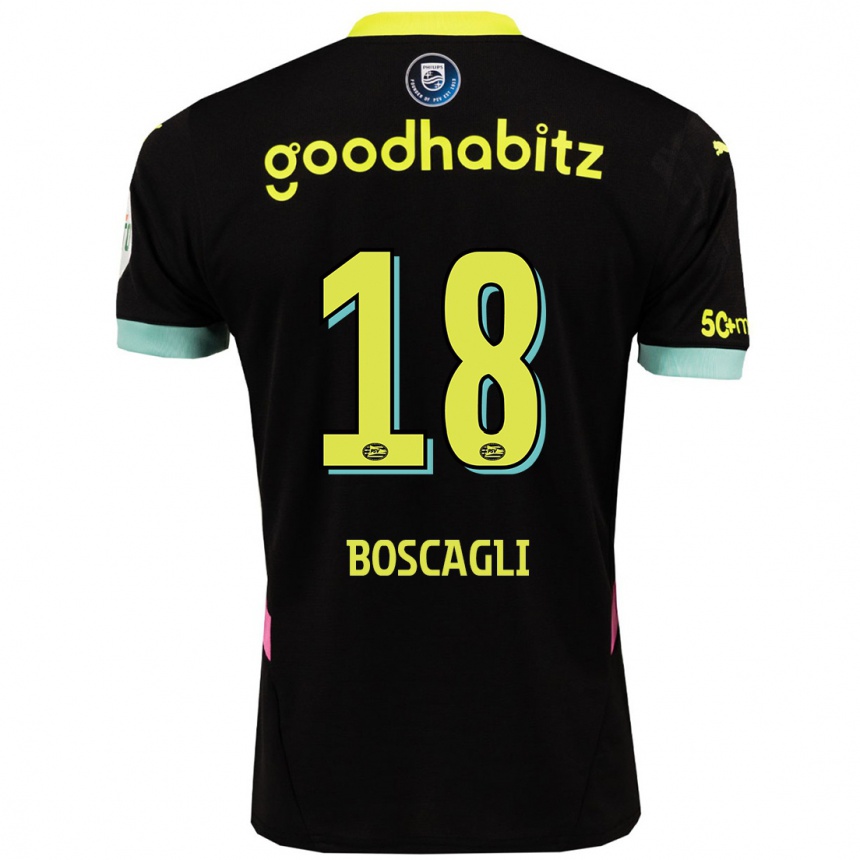 Kinder Fußball Olivier Boscagli #18 Schwarz Gelb Auswärtstrikot Trikot 2024/25 T-Shirt Luxemburg