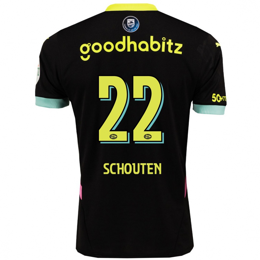 Kinder Fußball Jerdy Schouten #22 Schwarz Gelb Auswärtstrikot Trikot 2024/25 T-Shirt Luxemburg