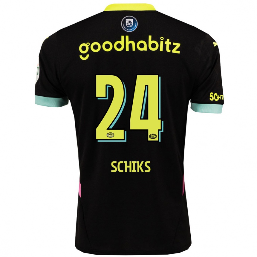 Kinder Fußball Niek Schiks #24 Schwarz Gelb Auswärtstrikot Trikot 2024/25 T-Shirt Luxemburg