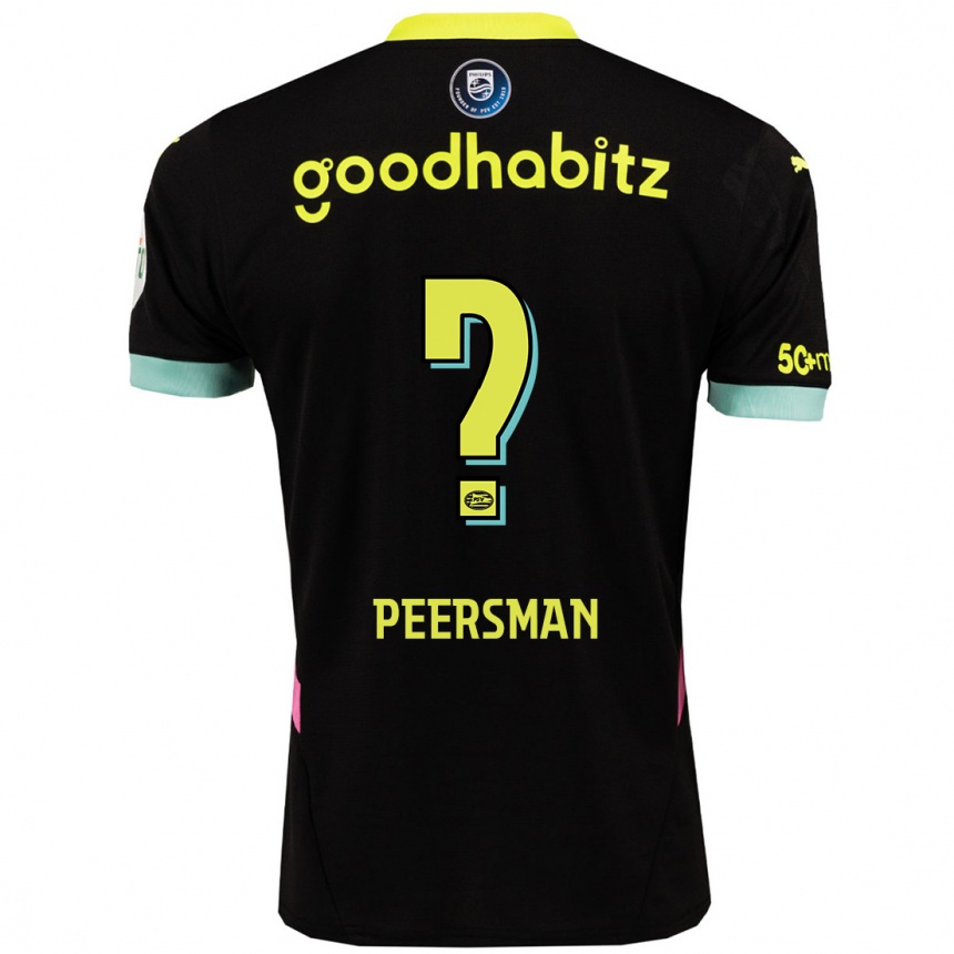 Kinder Fußball Kjell Peersman #0 Schwarz Gelb Auswärtstrikot Trikot 2024/25 T-Shirt Luxemburg