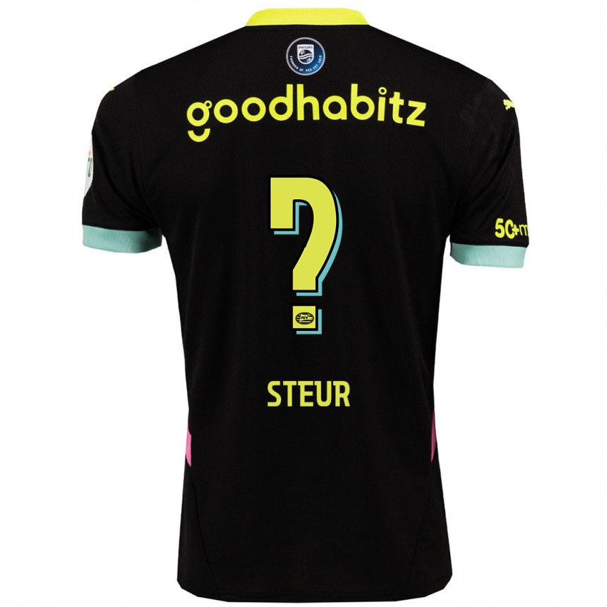 Kinder Fußball Roy Steur #0 Schwarz Gelb Auswärtstrikot Trikot 2024/25 T-Shirt Luxemburg