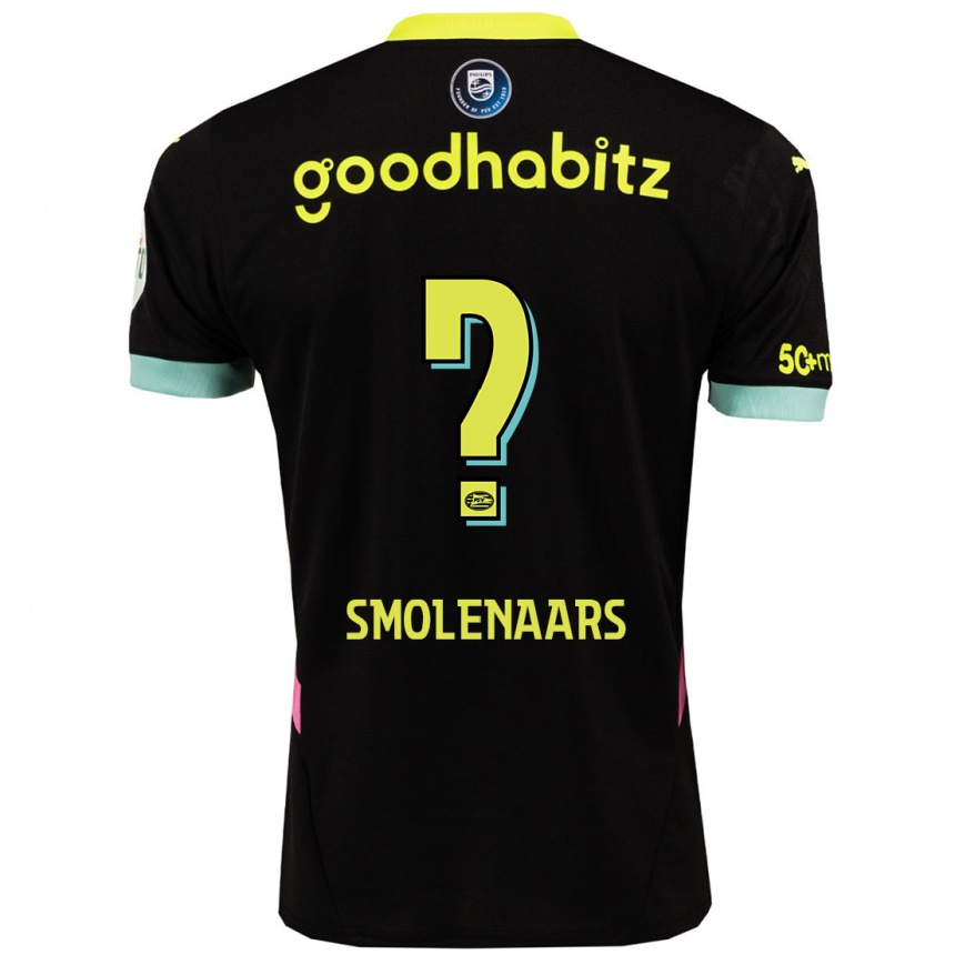 Kinder Fußball Tijn Smolenaars #0 Schwarz Gelb Auswärtstrikot Trikot 2024/25 T-Shirt Luxemburg