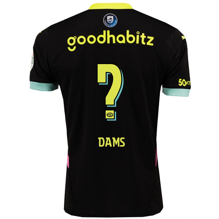 Kinder Fußball Matteo Dams #0 Schwarz Gelb Auswärtstrikot Trikot 2024/25 T-Shirt Luxemburg