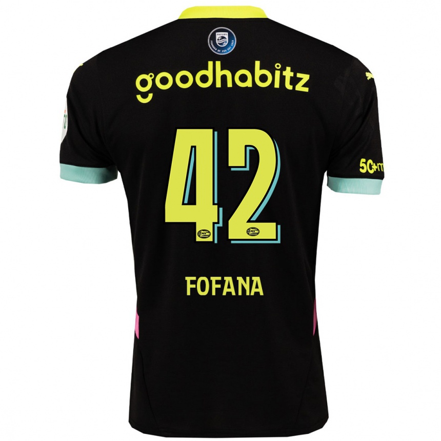 Kinder Fußball Fode Fofana #42 Schwarz Gelb Auswärtstrikot Trikot 2024/25 T-Shirt Luxemburg