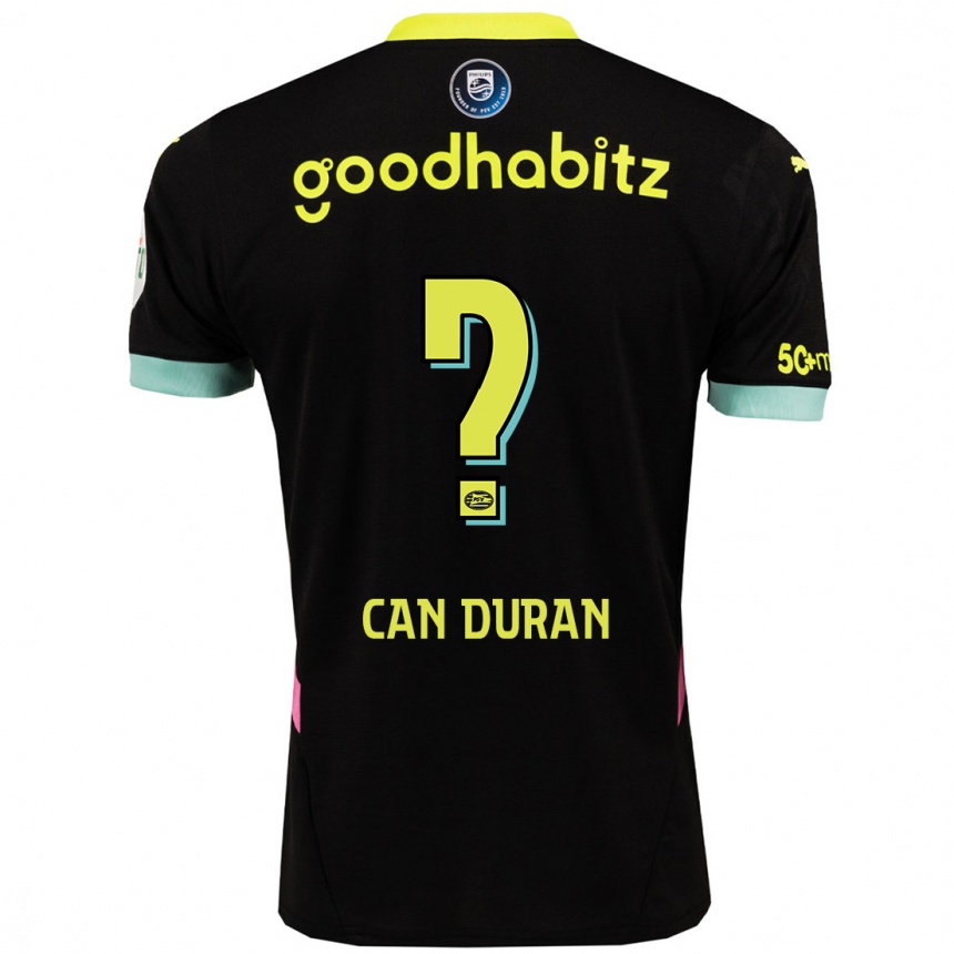 Kinder Fußball Emre Can Duran #0 Schwarz Gelb Auswärtstrikot Trikot 2024/25 T-Shirt Luxemburg