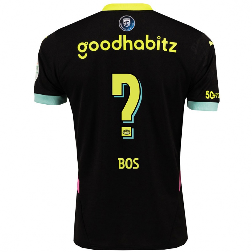 Kinder Fußball Floris Bos #0 Schwarz Gelb Auswärtstrikot Trikot 2024/25 T-Shirt Luxemburg