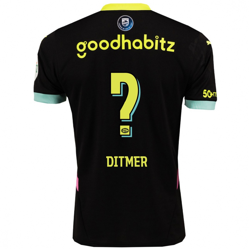 Kinder Fußball Sébas Ditmer #0 Schwarz Gelb Auswärtstrikot Trikot 2024/25 T-Shirt Luxemburg