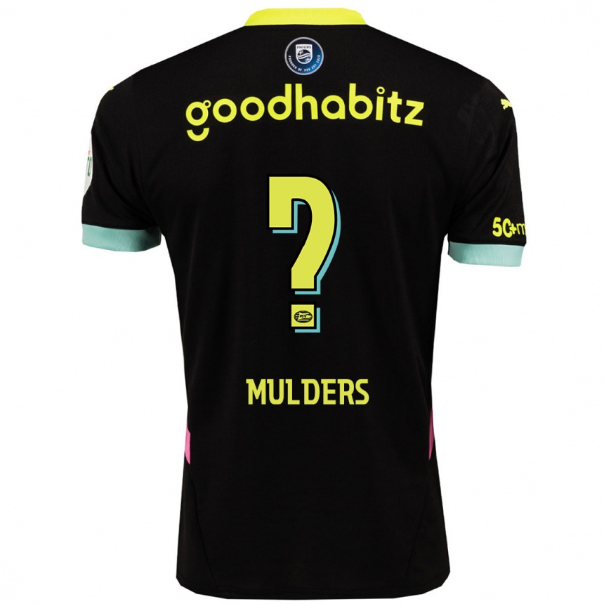 Kinder Fußball Boet Mulders #0 Schwarz Gelb Auswärtstrikot Trikot 2024/25 T-Shirt Luxemburg