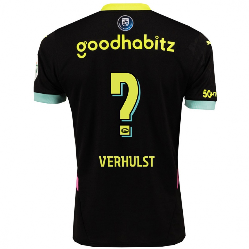 Kinder Fußball Gino Verhulst #0 Schwarz Gelb Auswärtstrikot Trikot 2024/25 T-Shirt Luxemburg