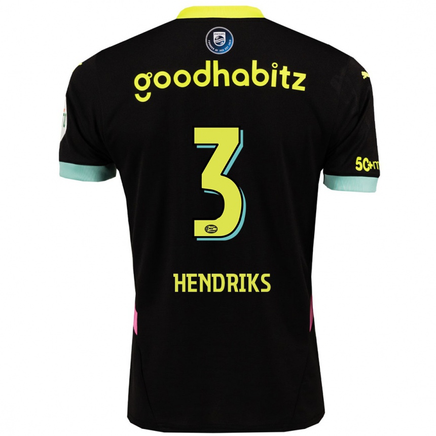 Kinder Fußball Gwyneth Hendriks #3 Schwarz Gelb Auswärtstrikot Trikot 2024/25 T-Shirt Luxemburg