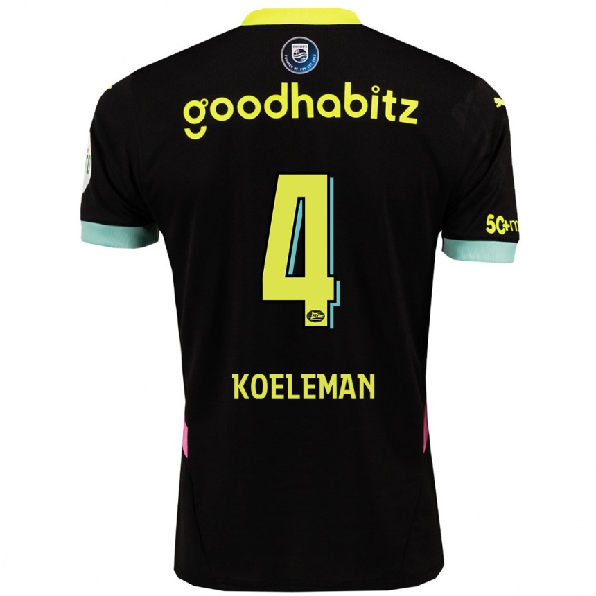 Kinder Fußball Senna Koeleman #4 Schwarz Gelb Auswärtstrikot Trikot 2024/25 T-Shirt Luxemburg