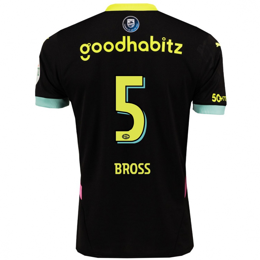 Kinder Fußball Melanie Bross #5 Schwarz Gelb Auswärtstrikot Trikot 2024/25 T-Shirt Luxemburg