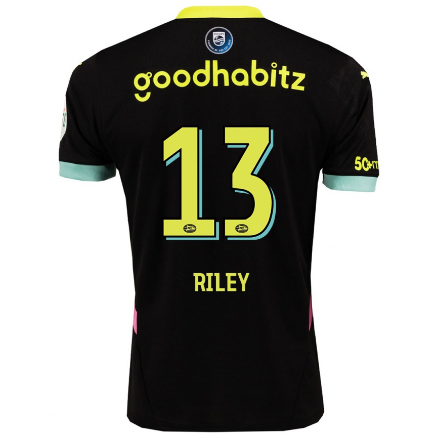 Kinder Fußball Indiah-Paige Riley #13 Schwarz Gelb Auswärtstrikot Trikot 2024/25 T-Shirt Luxemburg