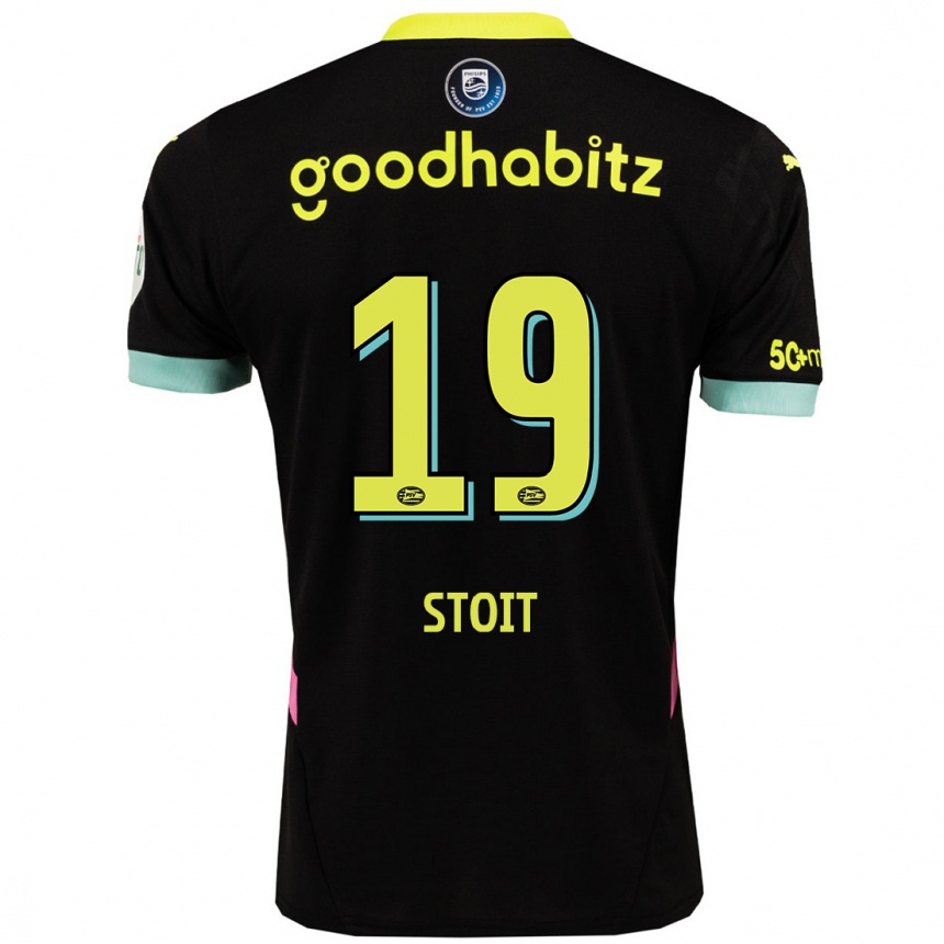 Kinder Fußball Fleur Stoit #19 Schwarz Gelb Auswärtstrikot Trikot 2024/25 T-Shirt Luxemburg