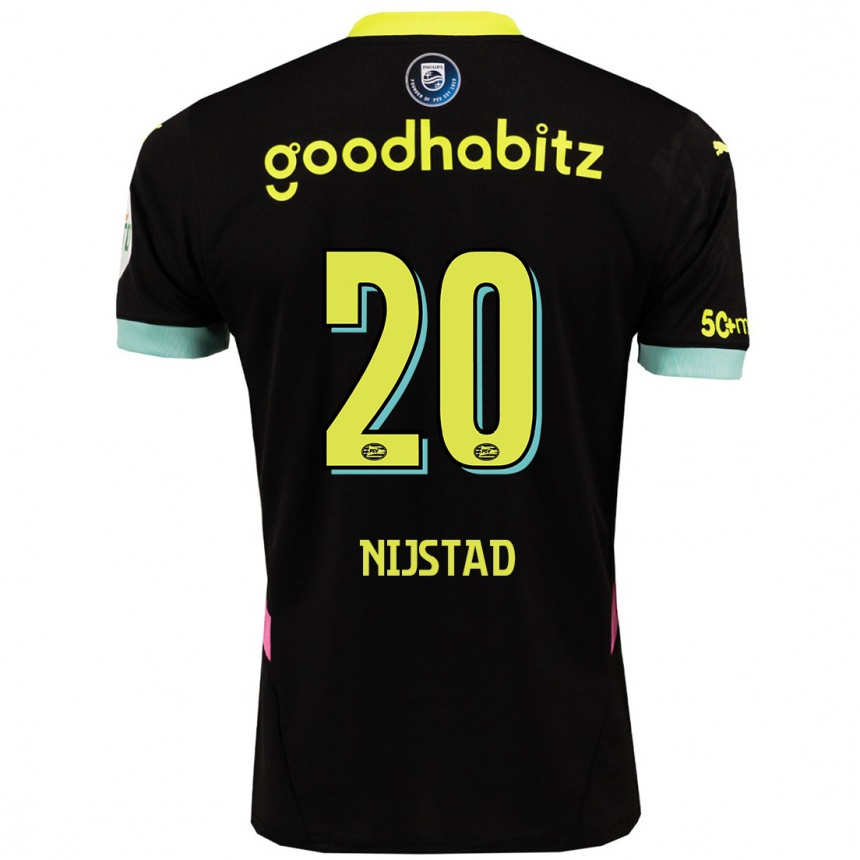 Kinder Fußball Nina Nijstad #20 Schwarz Gelb Auswärtstrikot Trikot 2024/25 T-Shirt Luxemburg