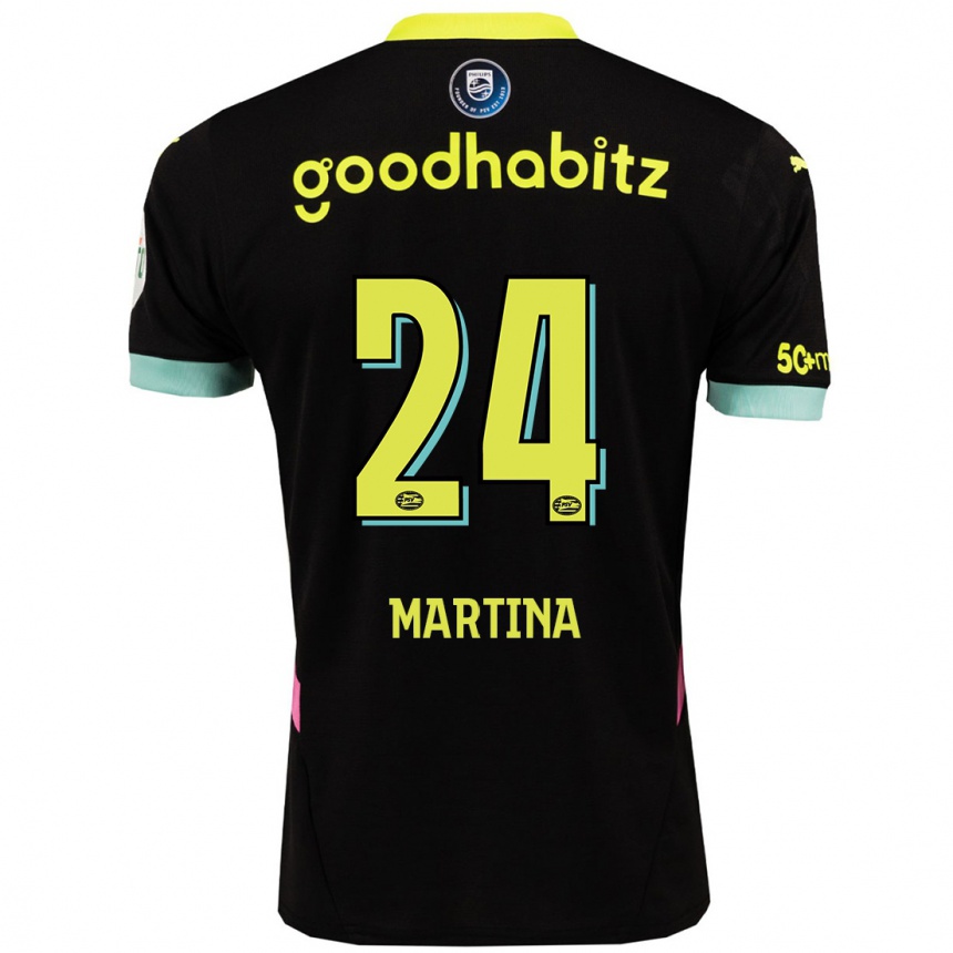 Kinder Fußball Shijona Martina #24 Schwarz Gelb Auswärtstrikot Trikot 2024/25 T-Shirt Luxemburg